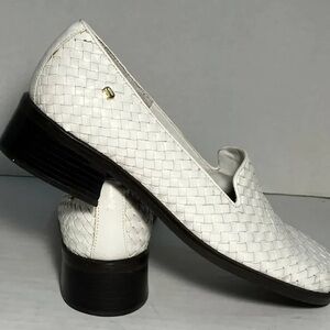Etienne Aigner White Woven Flats